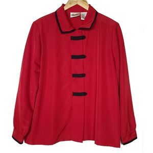 Kathie Lee Collection Red Button Down Blouse